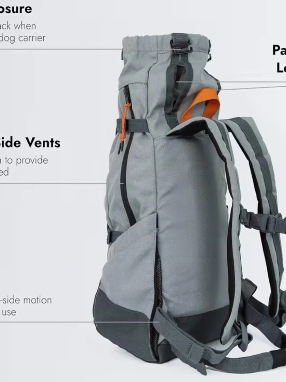 K9 Sport Sack - “ urban” Small Grey Pet Backpack Carrier